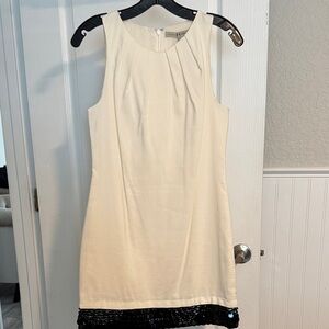 Halston Heritage Cream Dress with Black Sequin Detail